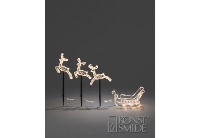 Konstsmide Reindeer & Sledge 3 Garden Stick Light Set (60 warm white LEDs)
